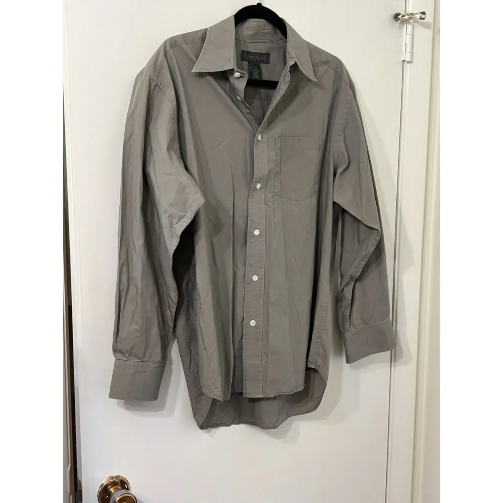 Banana Republic Vintage 100% Cotton Mens Medium - Gray-Green Long Sleeve Shirt